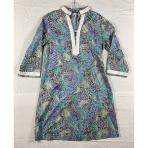 Peter Millar Pullover Tunic Dress‎ with Belt Women's Size Medium Purple Blue